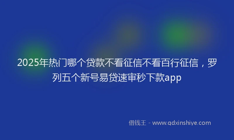 2025年热门哪个贷款不看征信不看百行征信，罗列五个新号易贷速审秒下款app