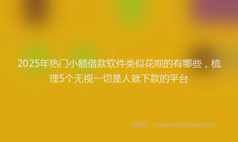 2025年热门小额借款软件类似花呗的有哪些，梳理5个无视一切是人就下款的平台