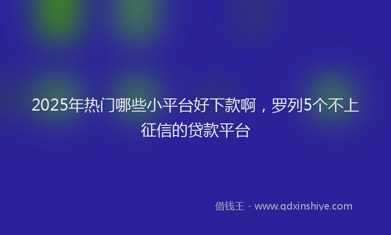 2025年热门哪些小平台好下款啊，罗列5个不上征信的贷款平台