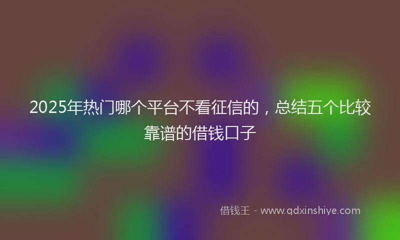 2025年热门哪个平台不看征信的，总结五个比较靠谱的借钱口子