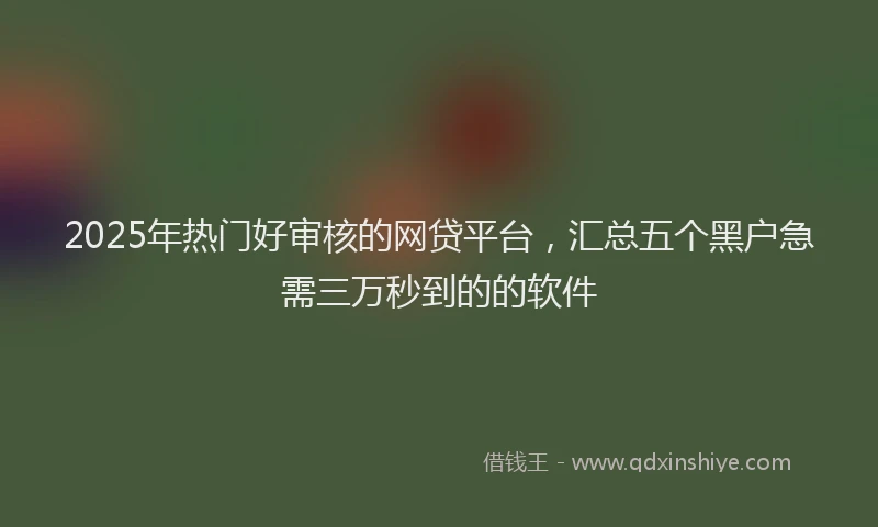 2025年热门好审核的网贷平台，汇总五个黑户急需三万秒到的的软件