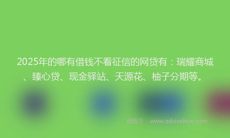 2025年的哪有借钱不看征信的网贷有：瑞耀商城、臻心贷、现金驿站、天源花、柚子分期等。