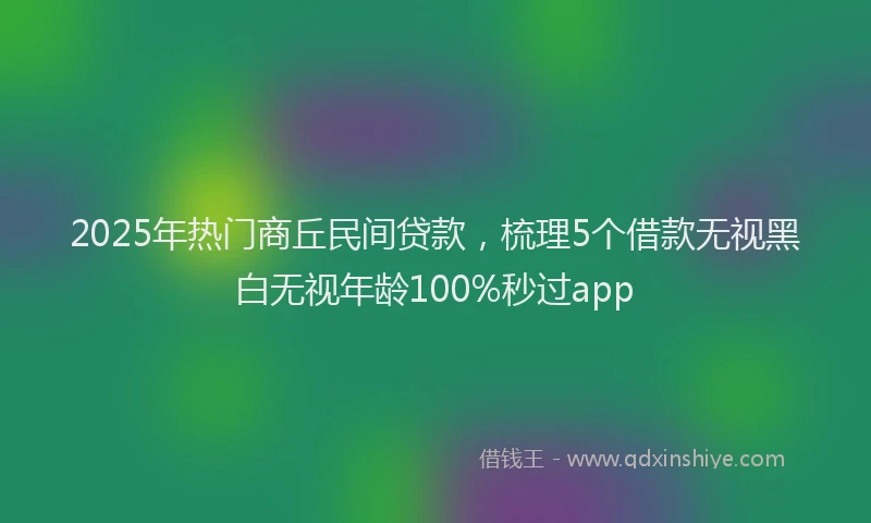 2025年热门商丘民间贷款，梳理5个借款无视黑白无视年龄100%秒过app