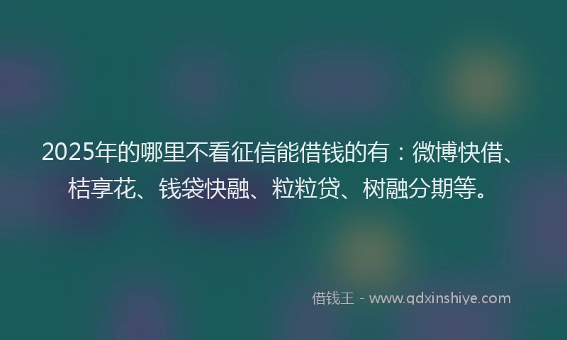 2025年的哪里不看征信能借钱的有：微博快借、桔享花、钱袋快融、粒粒贷、树融分期等。