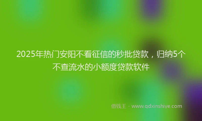 2025年热门安阳不看征信的秒批贷款，归纳5个不查流水的小额度贷款软件