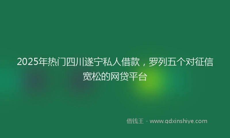 2025年热门四川遂宁私人借款，罗列五个对征信宽松的网贷平台