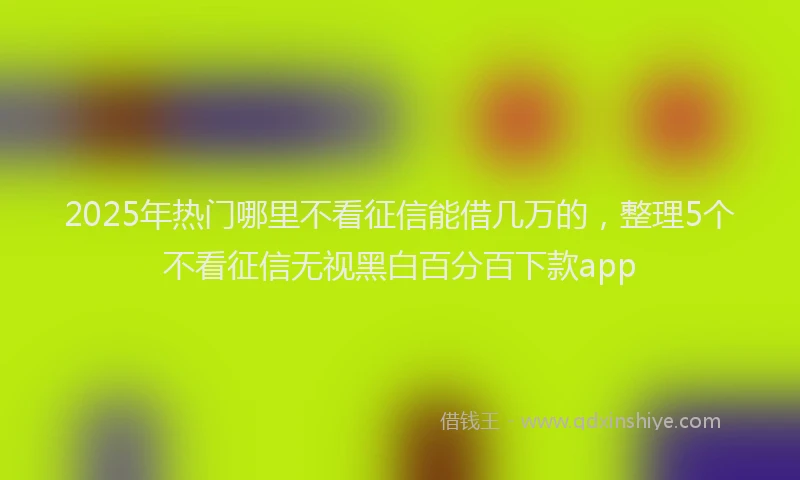2025年热门哪里不看征信能借几万的，整理5个不看征信无视黑白百分百下款app