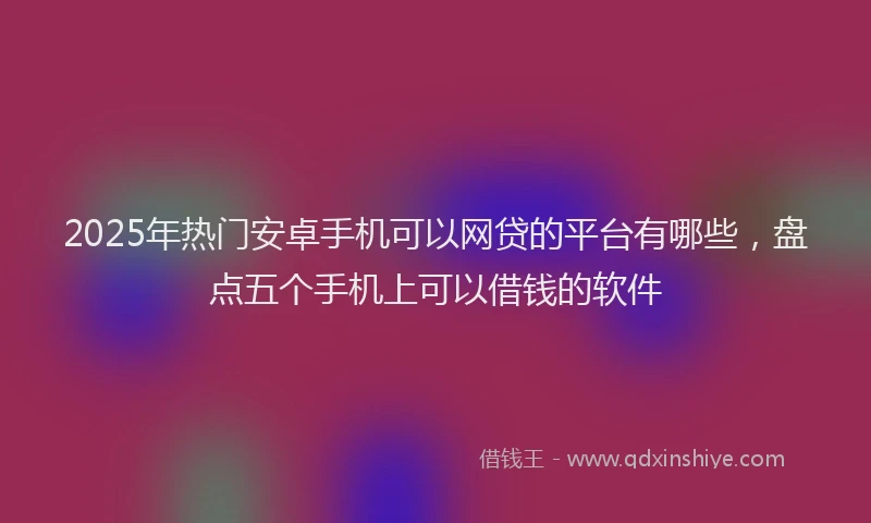 2025年热门安卓手机可以网贷的平台有哪些，盘点五个手机上可以借钱的软件