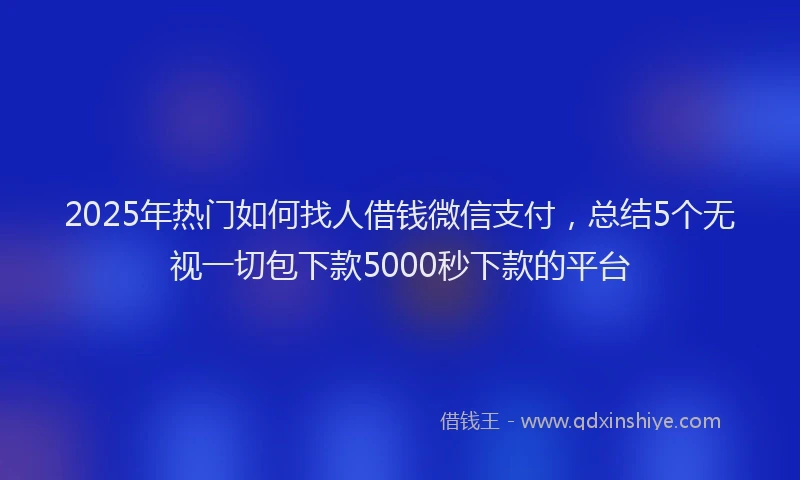 2025年热门如何找人借钱微信支付，总结5个无视一切包下款5000秒下款的平台