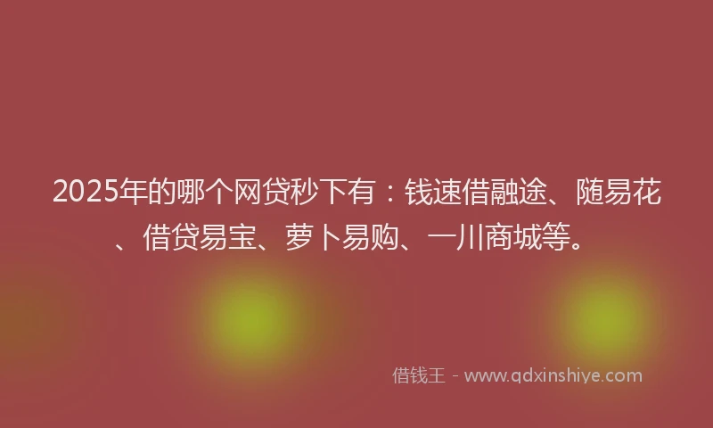 2025年的哪个网贷秒下有：钱速借融途、随易花、借贷易宝、萝卜易购、一川商城等。