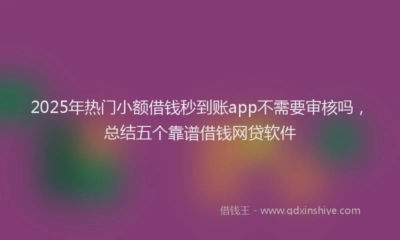 2025年热门小额借钱秒到账app不需要审核吗，总结五个靠谱借钱网贷软件