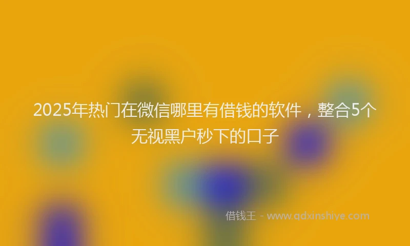 2025年热门在微信哪里有借钱的软件，整合5个无视黑户秒下的口子