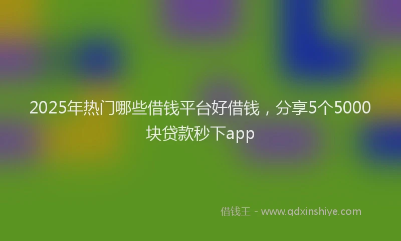 2025年热门哪些借钱平台好借钱，分享5个5000块贷款秒下app