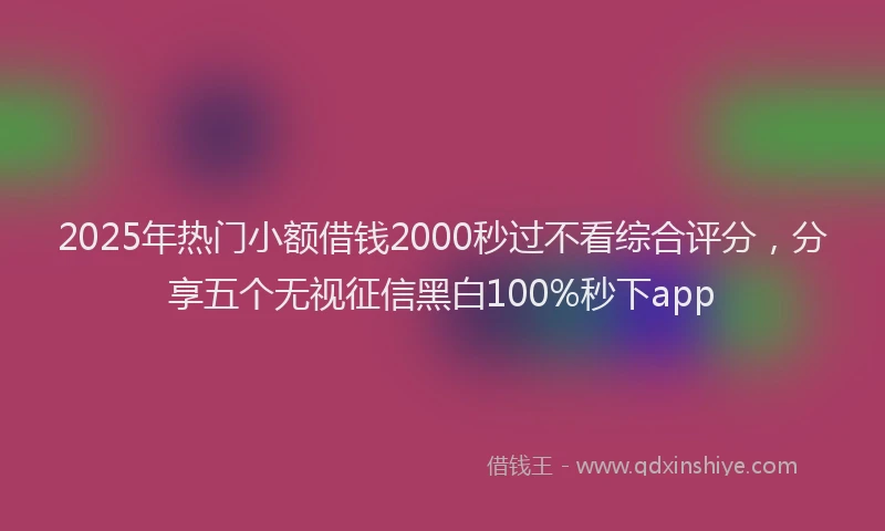 2025年热门小额借钱2000秒过不看综合评分，分享五个无视征信黑白100%秒下app