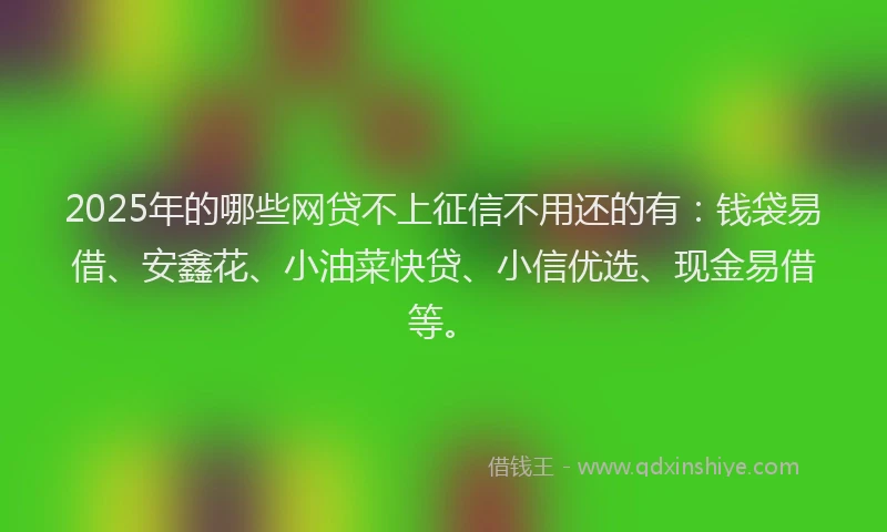 2025年的哪些网贷不上征信不用还的有：钱袋易借、安鑫花、小油菜快贷、小信优选、现金易借等。