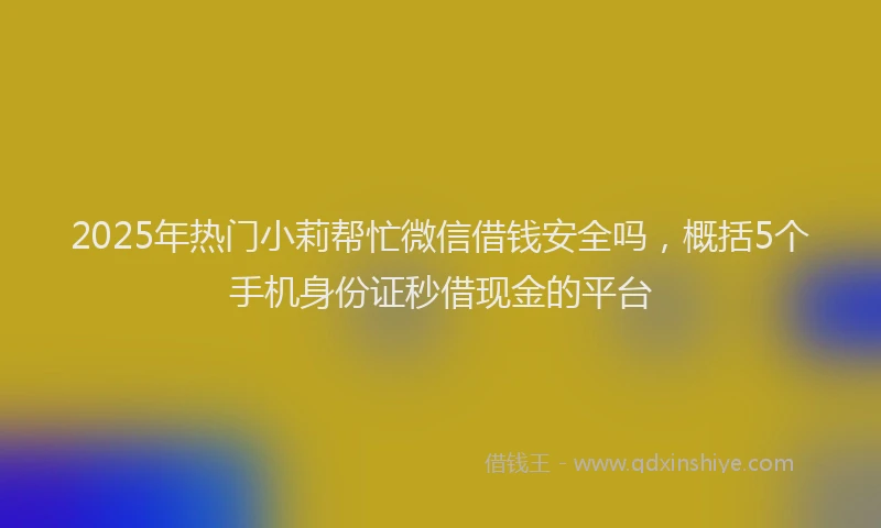 2025年热门小莉帮忙微信借钱安全吗，概括5个手机身份证秒借现金的平台