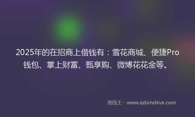 2025年的在招商上借钱有：雪花商城、便捷Pro钱包、掌上财富、甄享购、微博花花金等。