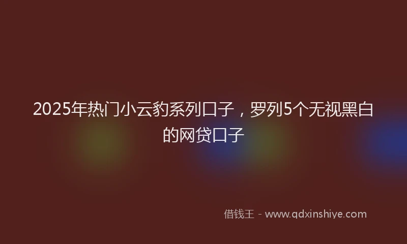 2025年热门小云豹系列口子，罗列5个无视黑白的网贷口子