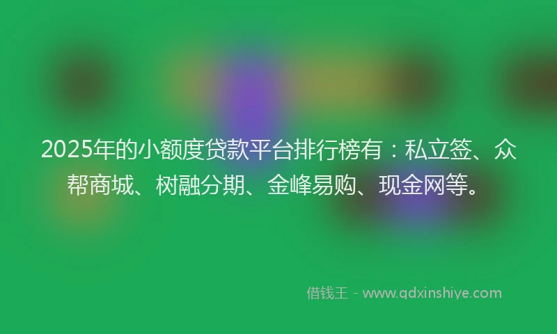 2025年的小额度贷款平台排行榜有：私立签、众帮商城、树融分期、金峰易购、现金网等。