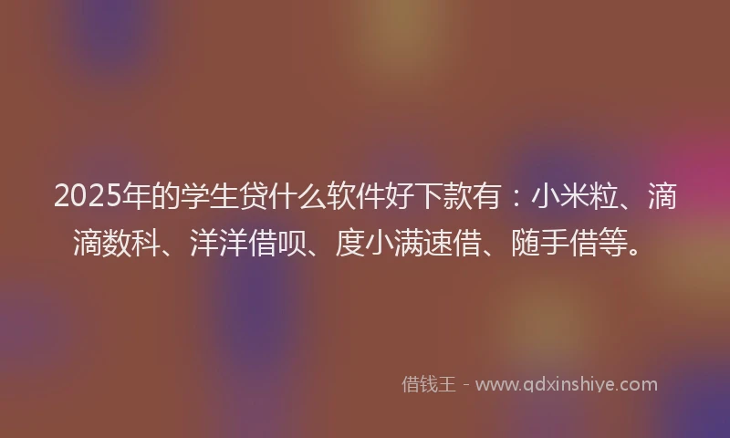 2025年的学生贷什么软件好下款有：小米粒、滴滴数科、洋洋借呗、度小满速借、随手借等。