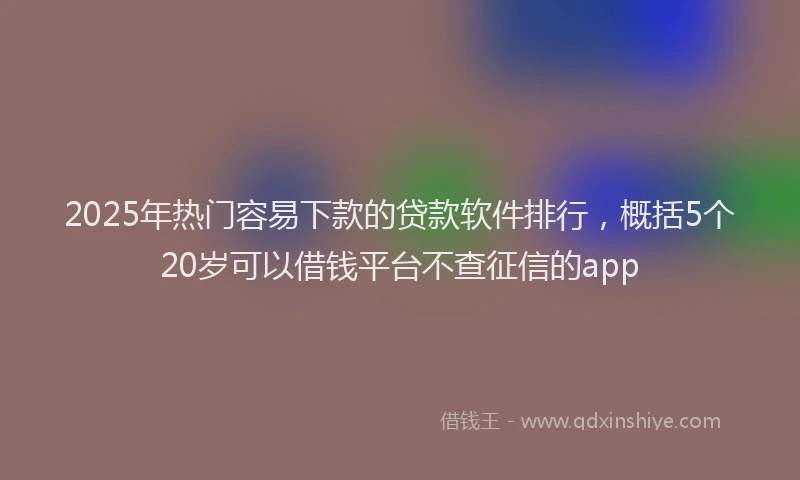 2025年热门容易下款的贷款软件排行，概括5个20岁可以借钱平台不查征信的app