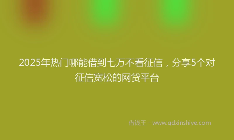 2025年热门哪能借到七万不看征信，分享5个对征信宽松的网贷平台