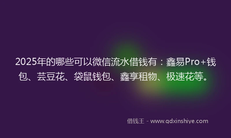 2025年的哪些可以微信流水借钱有：鑫易Pro+钱包、芸豆花、袋鼠钱包、鑫享租物、极速花等。