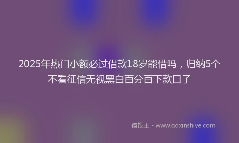 2025年热门小额必过借款18岁能借吗，归纳5个不看征信无视黑白百分百下款口子