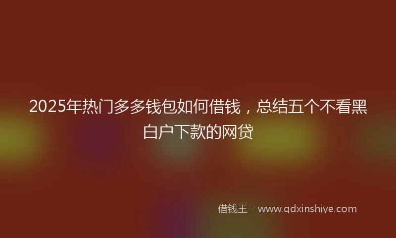 2025年热门多多钱包如何借钱，总结五个不看黑白户下款的网贷