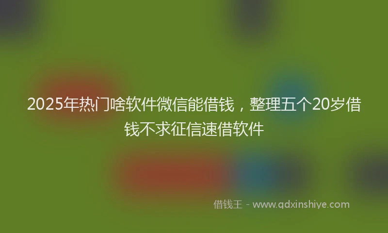 2025年热门啥软件微信能借钱，整理五个20岁借钱不求征信速借软件