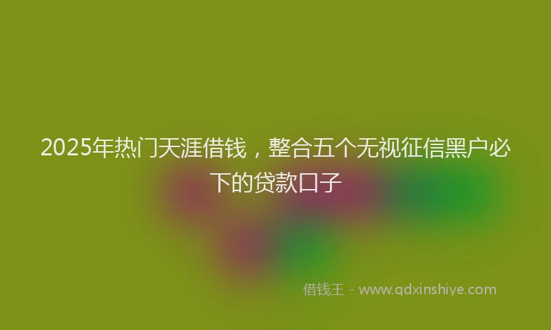 2025年热门天涯借钱，整合五个无视征信黑户必下的贷款口子