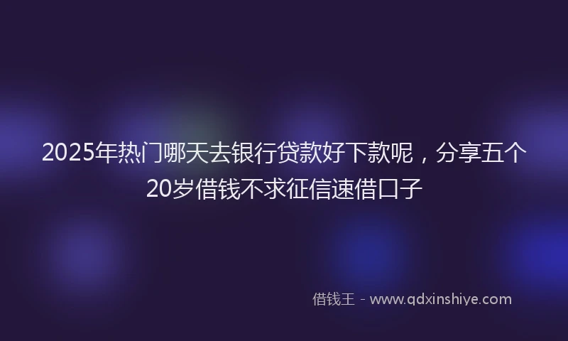 2025年热门哪天去银行贷款好下款呢，分享五个20岁借钱不求征信速借口子