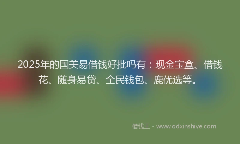 2025年的国美易借钱好批吗有：现金宝盒、借钱花、随身易贷、全民钱包、鹿优选等。