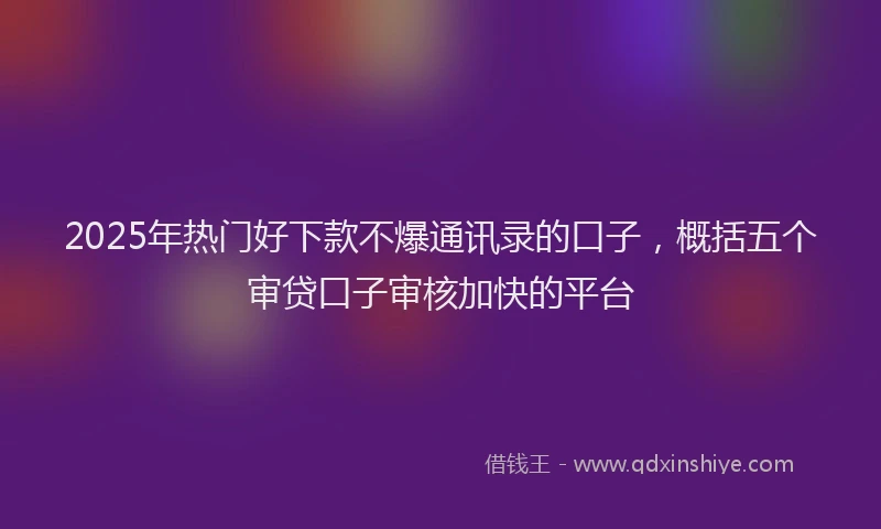 2025年热门好下款不爆通讯录的口子，概括五个审贷口子审核加快的平台