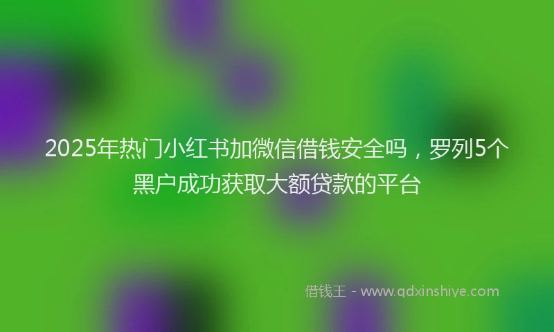 2025年热门小红书加微信借钱安全吗，罗列5个黑户成功获取大额贷款的平台