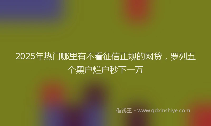 2025年热门哪里有不看征信正规的网贷，罗列五个黑户烂户秒下一万