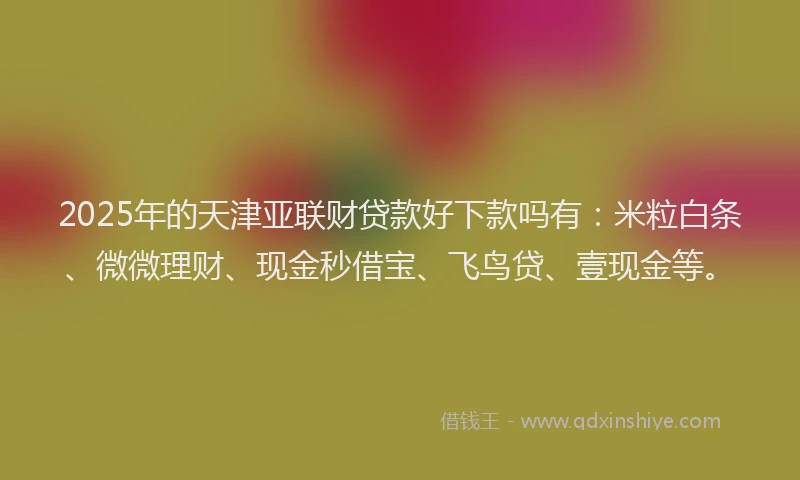 2025年的天津亚联财贷款好下款吗有：米粒白条、微微理财、现金秒借宝、飞鸟贷、壹现金等。
