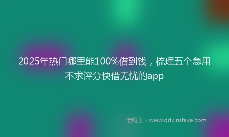 2025年热门哪里能100%借到钱，梳理五个急用不求评分快借无忧的app