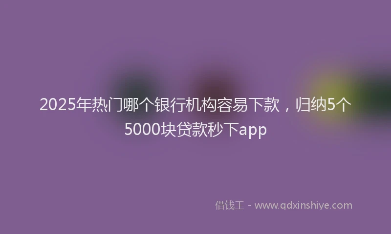 2025年热门哪个银行机构容易下款，归纳5个5000块贷款秒下app