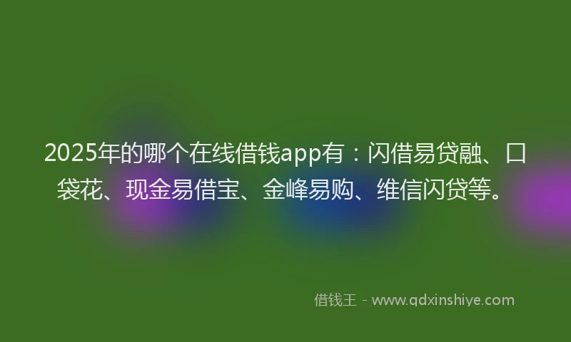 2025年的哪个在线借钱app有：闪借易贷融、口袋花、现金易借宝、金峰易购、维信闪贷等。