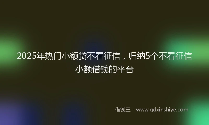 2025年热门小额贷不看征信，归纳5个不看征信小额借钱的平台