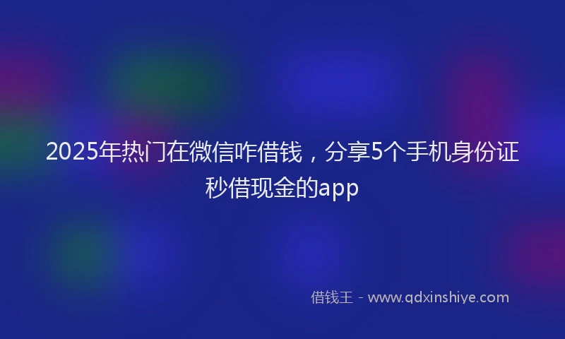 2025年热门在微信咋借钱，分享5个手机身份证秒借现金的app