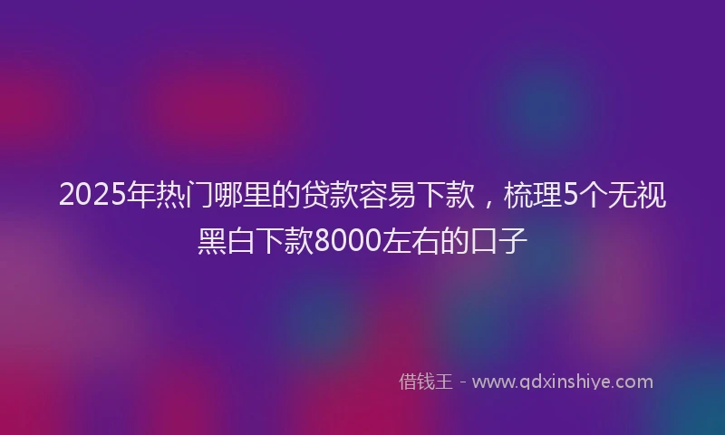 2025年热门哪里的贷款容易下款，梳理5个无视黑白下款8000左右的口子