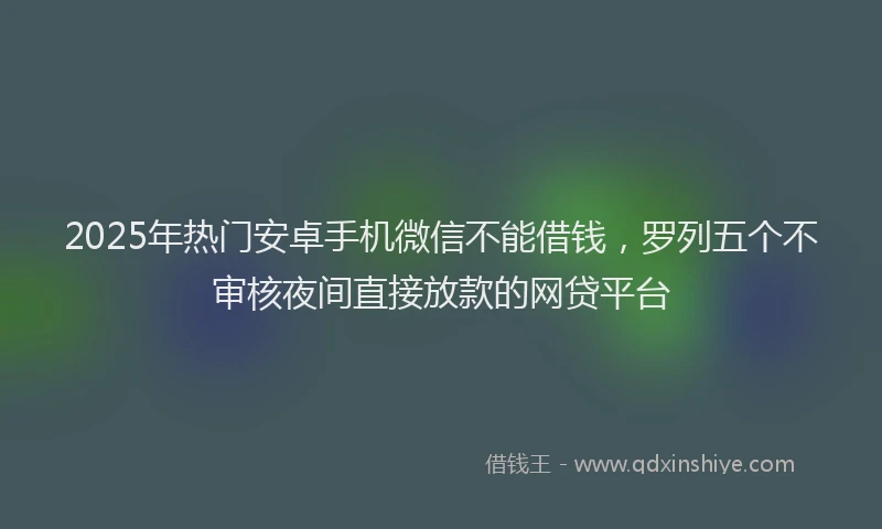 2025年热门安卓手机微信不能借钱，罗列五个不审核夜间直接放款的网贷平台