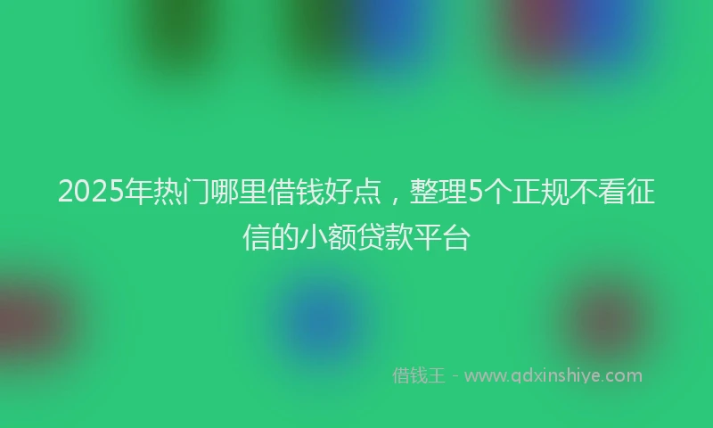 2025年热门哪里借钱好点，整理5个正规不看征信的小额贷款平台