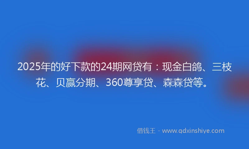 2025年的好下款的24期网贷有：现金白鸽、三枝花、贝赢分期、360尊享贷、森森贷等。