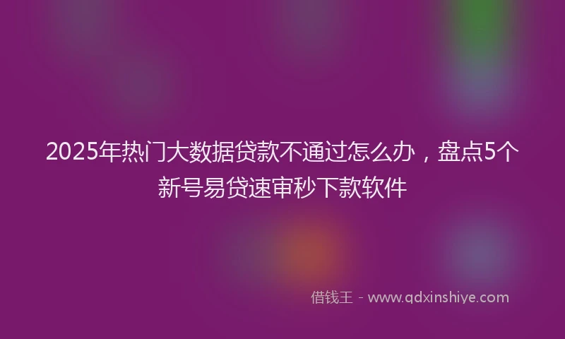 2025年热门大数据贷款不通过怎么办，盘点5个新号易贷速审秒下款软件