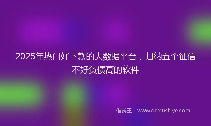 2025年热门好下款的大数据平台，归纳五个征信不好负债高的软件