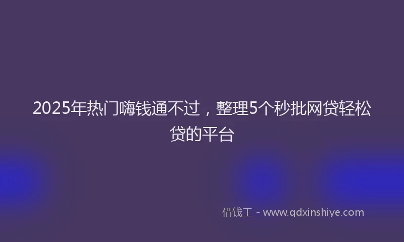 2025年热门嗨钱通不过，整理5个秒批网贷轻松贷的平台