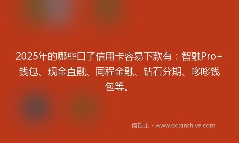 2025年的哪些口子信用卡容易下款有：智融Pro+钱包、现金直融、同程金融、钻石分期、哆哆钱包等。